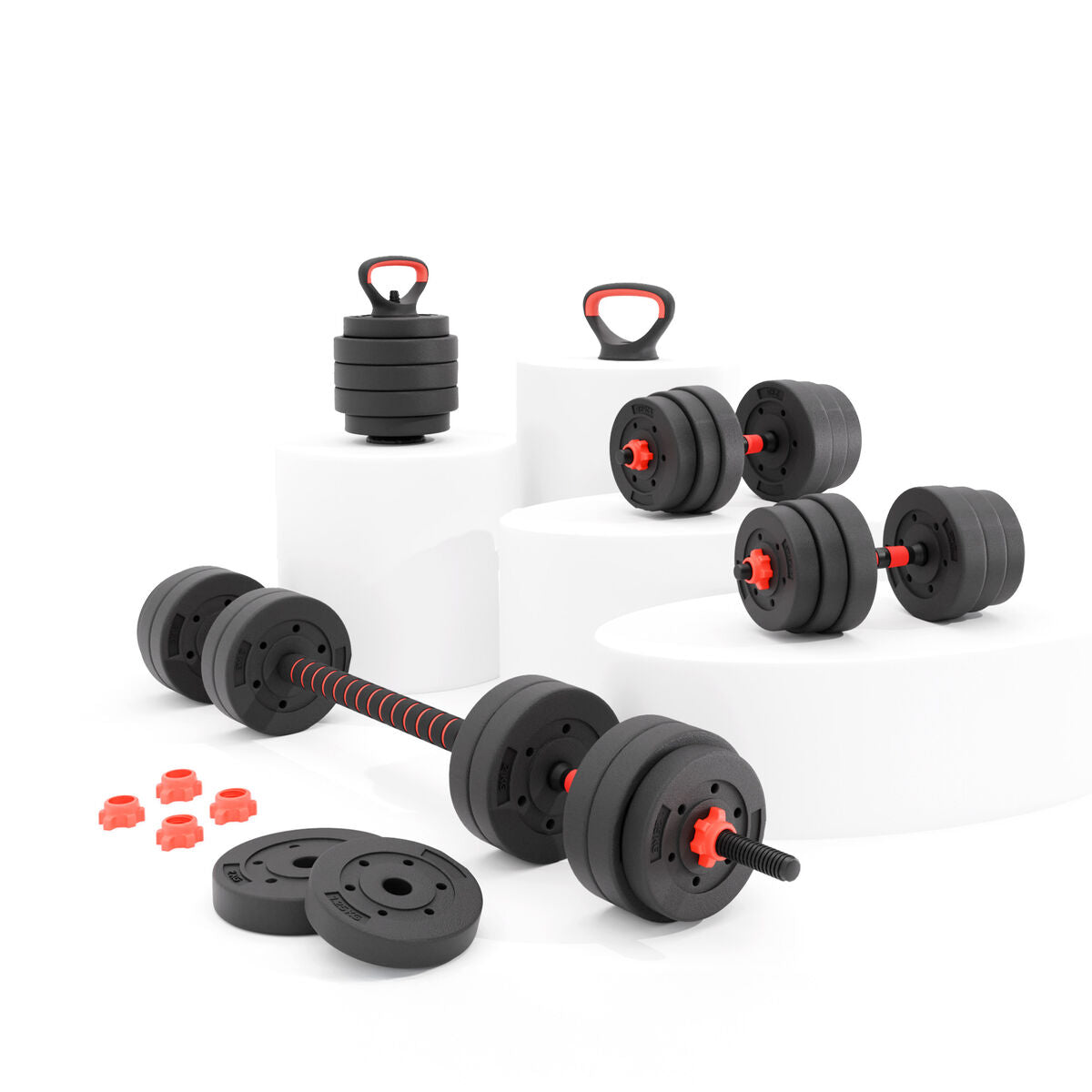 Ksix Kettlebell- En Halterset Ksix Zwart 20 Kg 19 Onderdelen