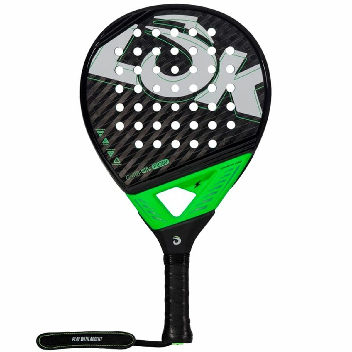 Lok Sports Padel Racket Lok Sports Carb-On Flow Zwart Limoengroen