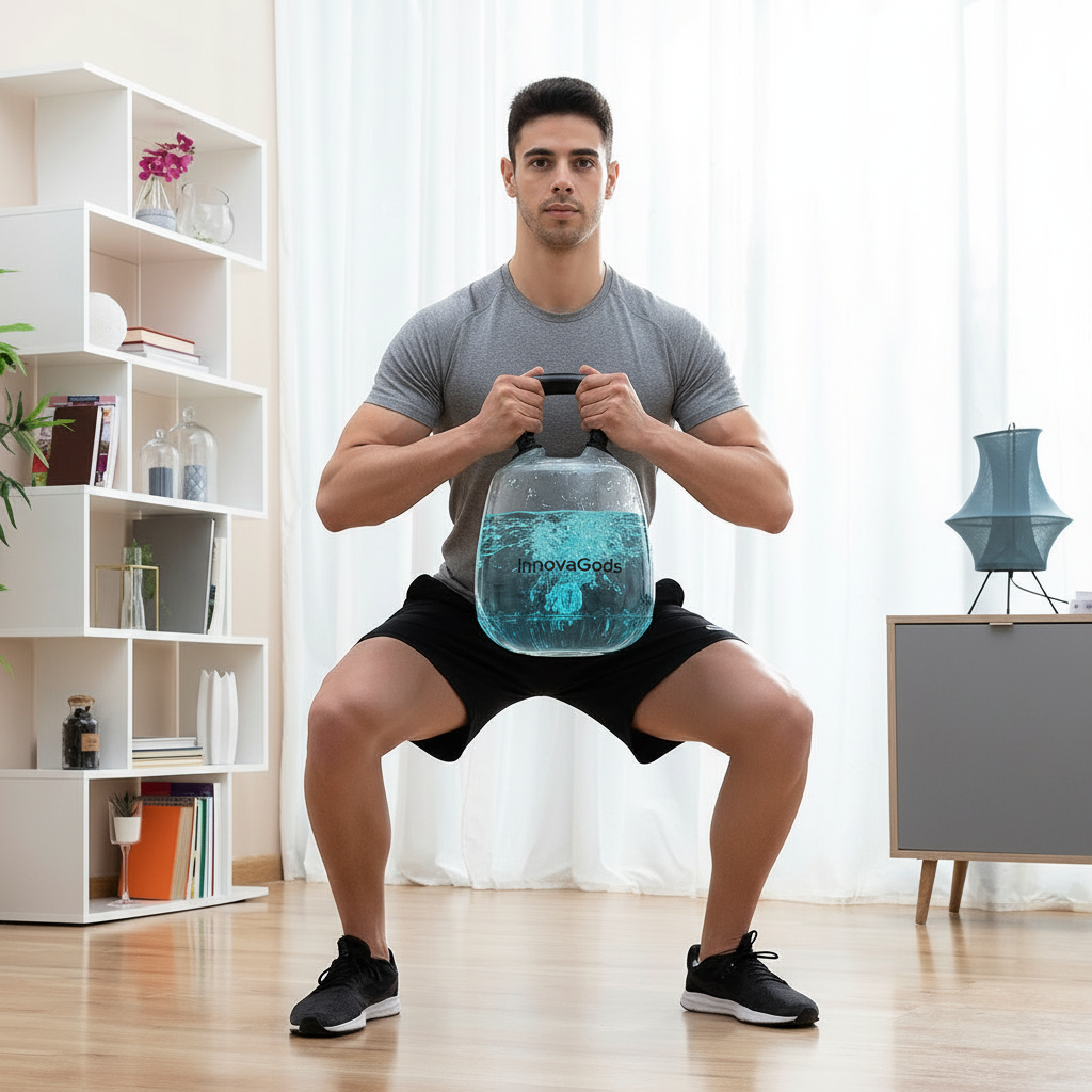 Water Kettlebell Lifestyle Man Goblet Squats